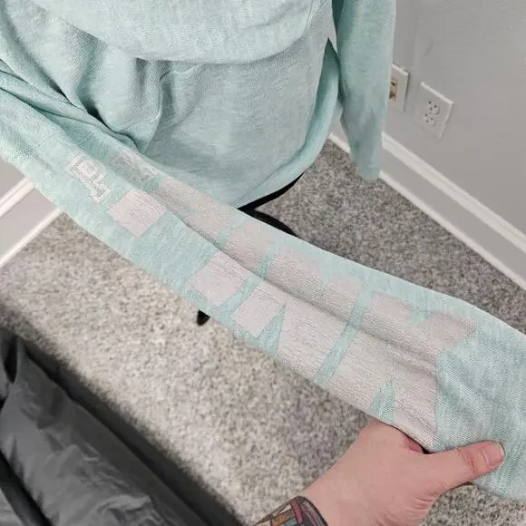 PINK Victoria's Secret Blue Lightweight Hooded Sweater Size Large - Picture 4 of 7